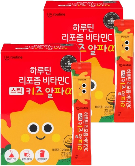 하루틴 키즈 리포좀 비타민C 스틱 알파 30p, 60g, 2개