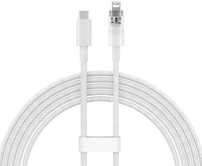 Baseus 倍思 透明CD系列 快速充電線 20W USB-C to Lightning, 1m, 皓月白, 1條