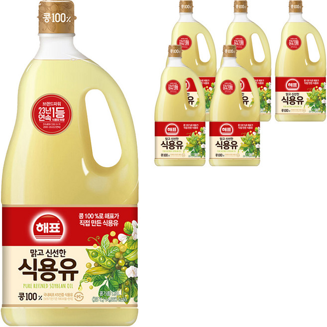사조 해표 콩기름 식용유, 1.8L, 6개