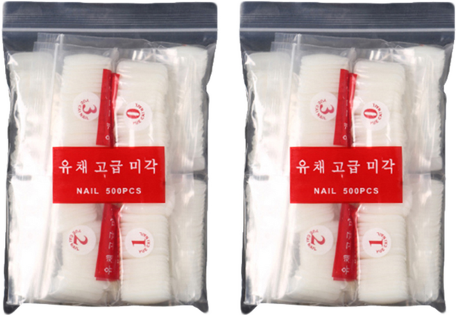 바르나 플랫 네일팁 500p, 내츄럴, 2개