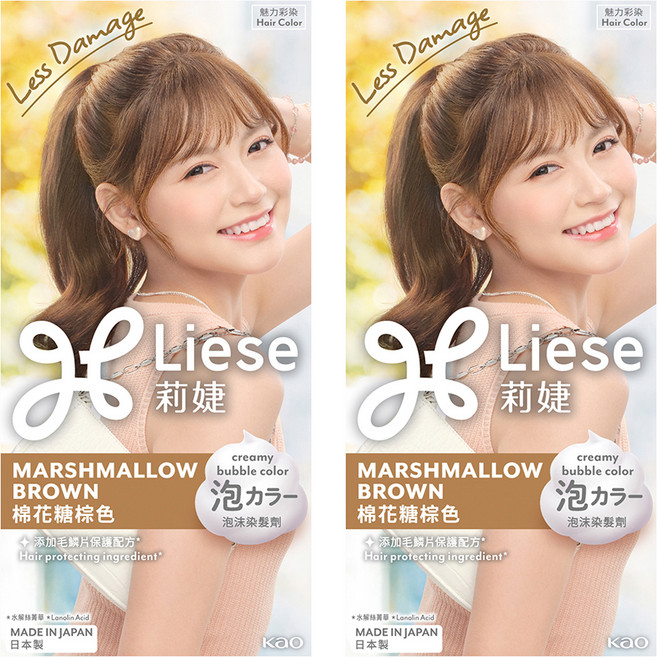 Liese 莉婕 泡沫染髮劑, 棉花糖棕色, 2個