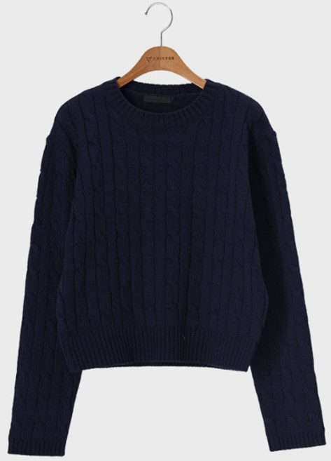 시크폭스 여성용 피에르 꽈배기 라운드 니트