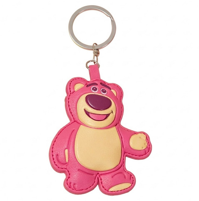 TOY STORY 玩具總動員 Q萌鼓鼓皮革鑰匙圈 ca917-3, 熊抱哥 桃紅色 + 黃色, 1個