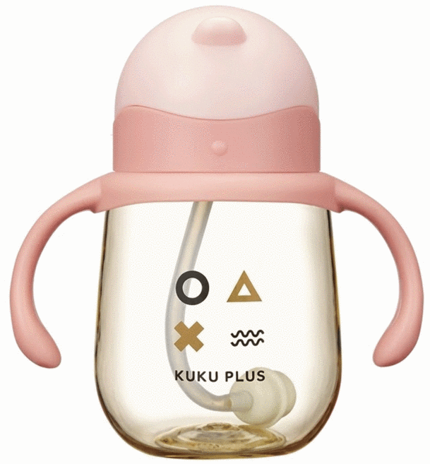 KU.KU Duckbill 酷咕鴨 KUKU PLUS 純真之瞳寬口PPSU訓練杯, 粉色, 1個, 210ml