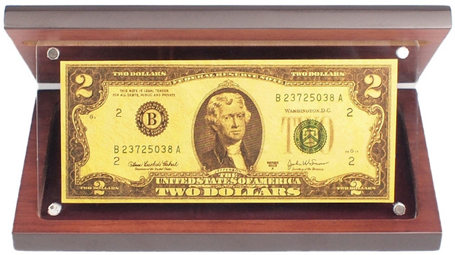 청송 순금 행운의 아크릴 상패, 2달러