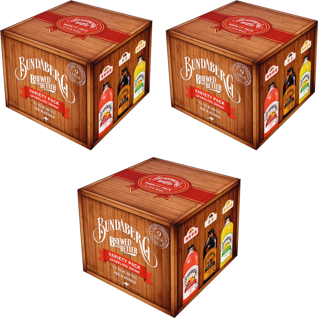 BUNDABERG 賓德寶 全系列口味氣泡飲禮盒9件組, 3套, 3375ml
