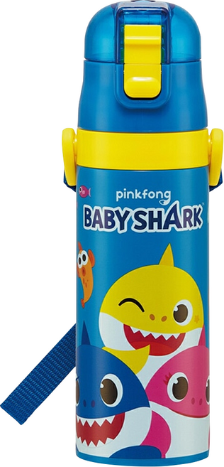Skater 不鏽鋼直飲保溫水壺 保冷專用, BABY SHARK 藍色, 470ml, 1個