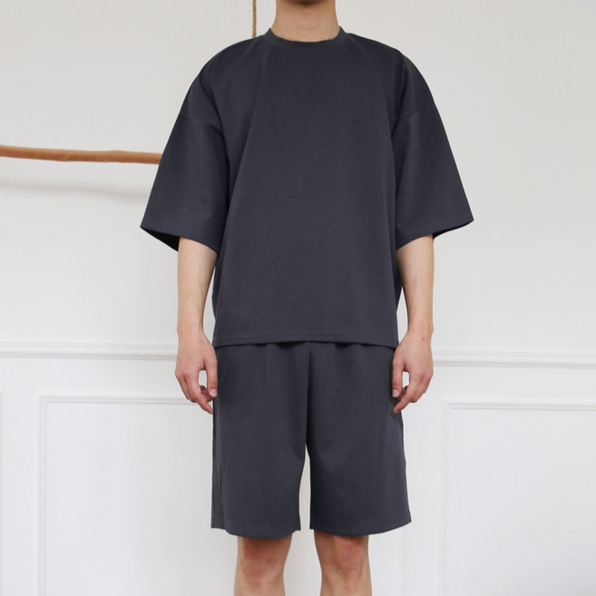 더매드문 3색상 쿨링 오버핏 반바지 7부 티셔츠 트레이닝 상하의 세트