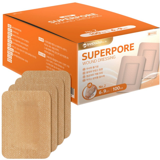밴드골드 슈퍼포아 상처 드레싱밴드 갈색, 100개입, 1개
