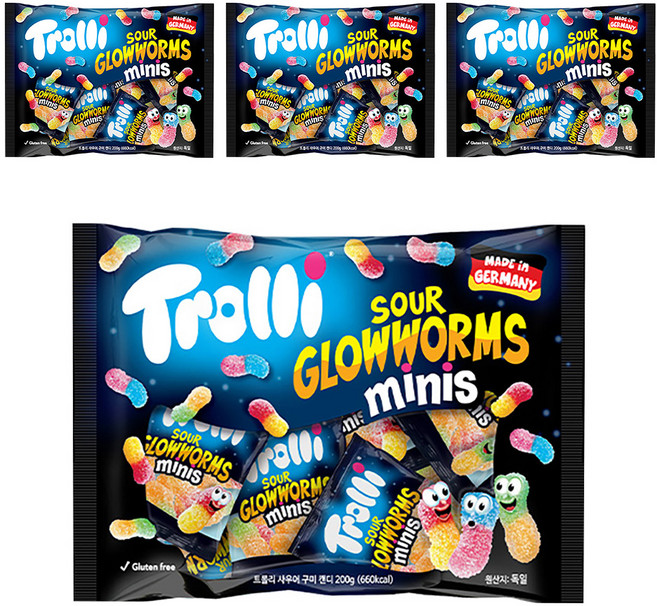 Trolli 迷你蚯蚓造型酸味軟糖, 4包, 200g