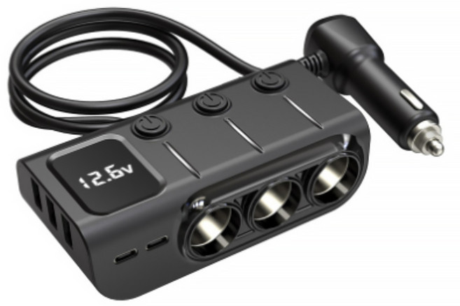 오토크루 8in1 옥토퍼스 고속 시거잭 충전기 120W, 블랙, AC-DT50