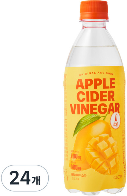클룹 애사비소다 망고 제로 탄산음료, 24개, 500ml