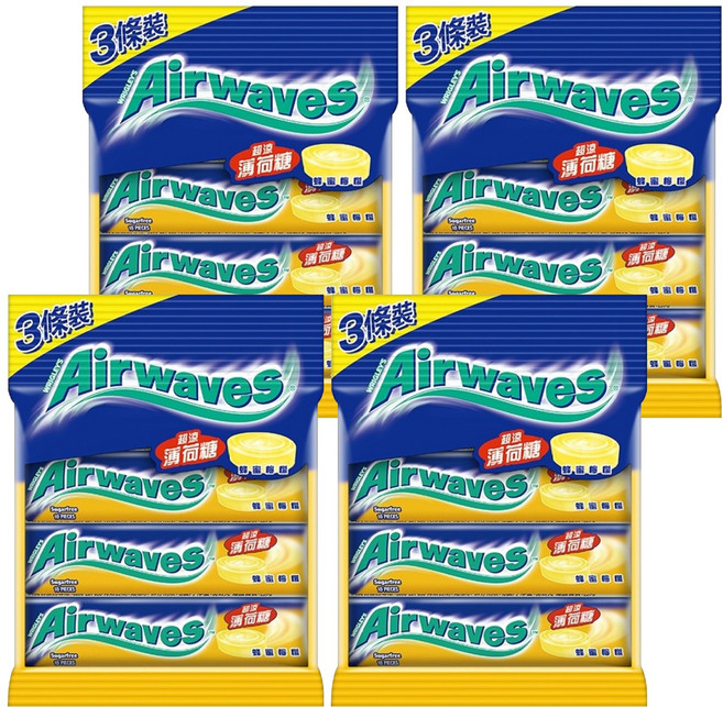 Airwaves 超涼無糖薄荷糖 3條, 90g, 4袋