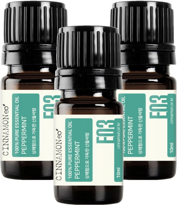 시나몬이오 아로마 에센셜 오일 E03, 페퍼민트, 10ml, 3개