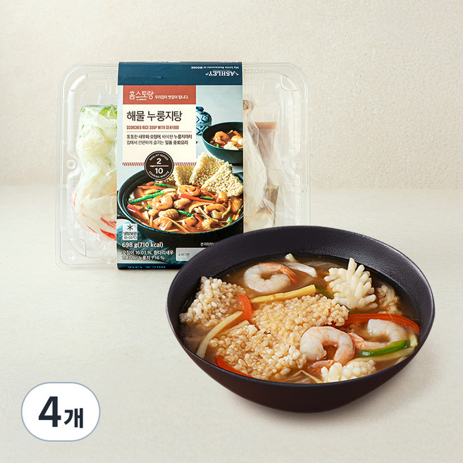 해물 누룽지탕 밀키트 2인분, 698g, 4팩