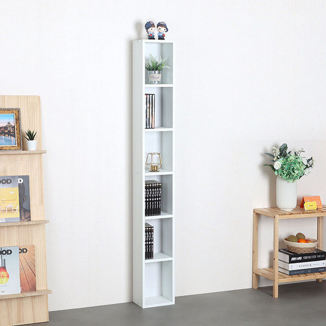 포메리트 타워형 틈새장 DVD장 6칸, 화이트