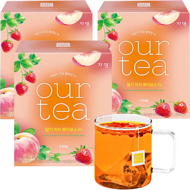 쟈뎅 아워티 딸기 피치 루이보스 티, 18.7g, 4개입, 3개