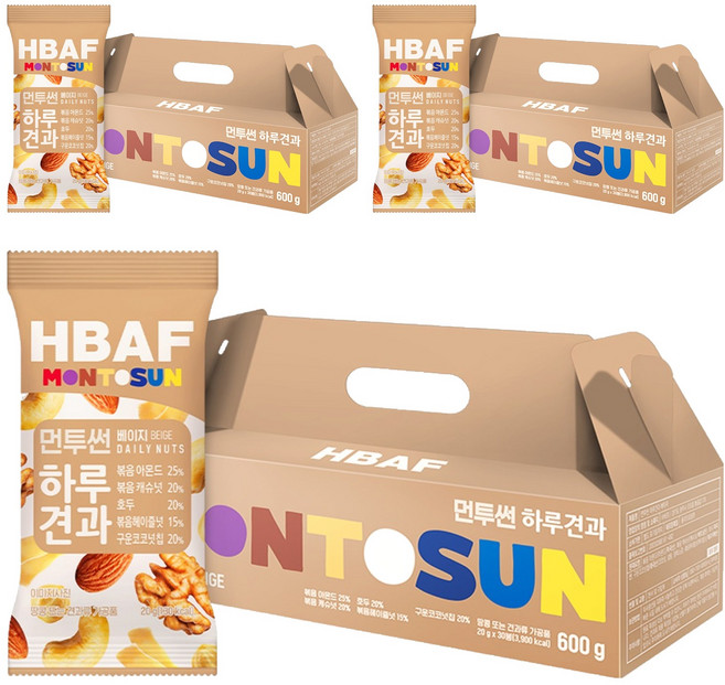 바프 먼투썬 하루견과 베이지 30p 세트, 600g, 3세트