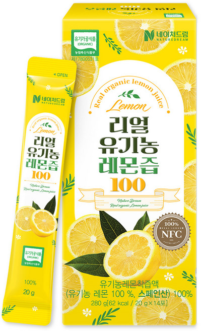 네이처드림 리얼 유기농 레몬즙 100 14p, 280g, 1개