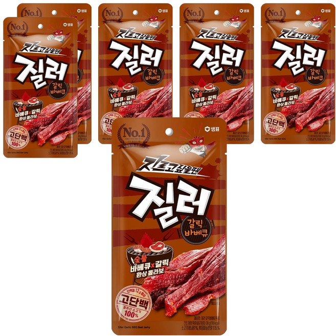 샘표 질러 갈릭바베큐 육포, 30g, 6개