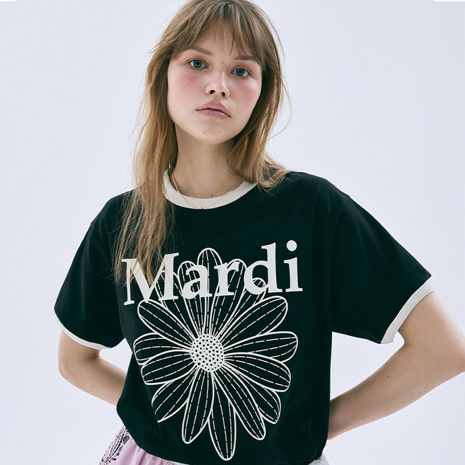 Mardi Mercredi 女款 FLOWERMARDI RINGER TSHIRT