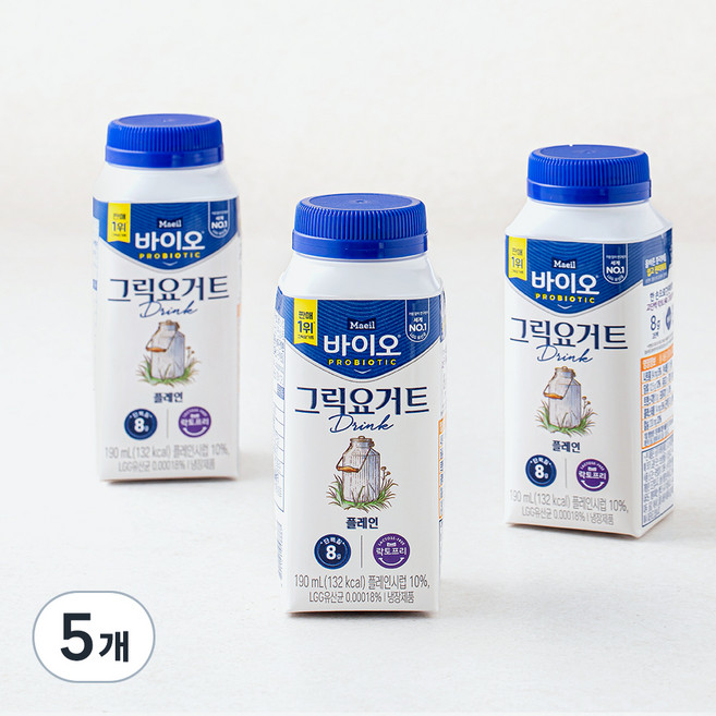 매일바이오 그릭요거트 드링크 플레인, 5개, 3개입, 190ml