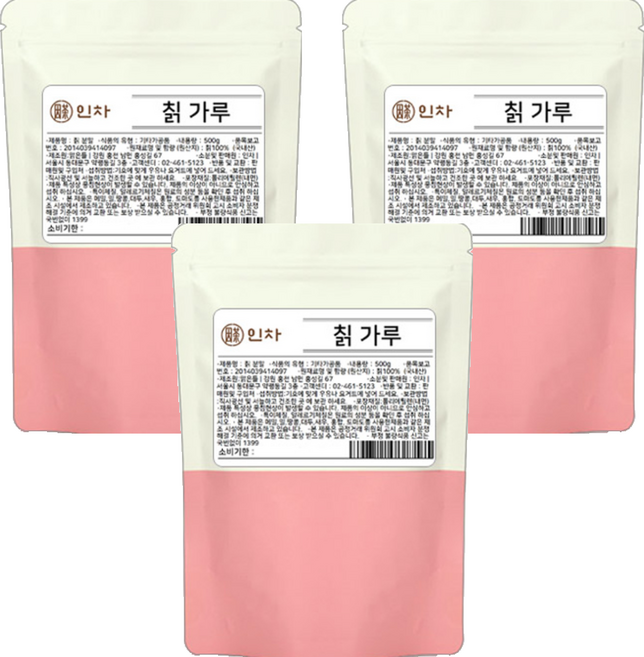 인차 칡 가루 분말, 500g, 3개