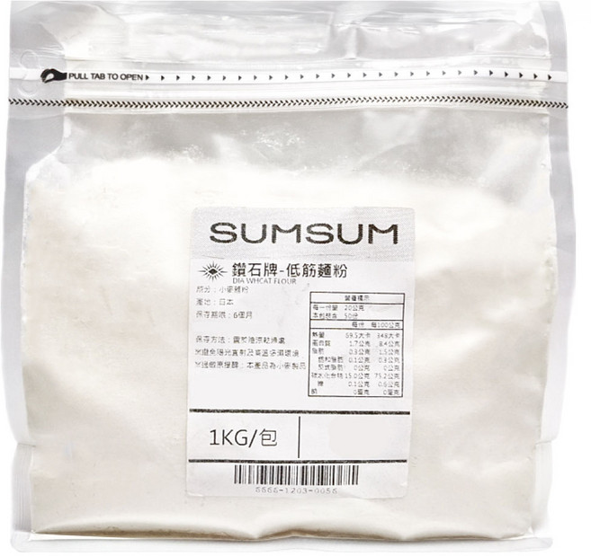 SUMSUM 食食富 鑽石牌 低筋麵粉, 1kg, 1袋