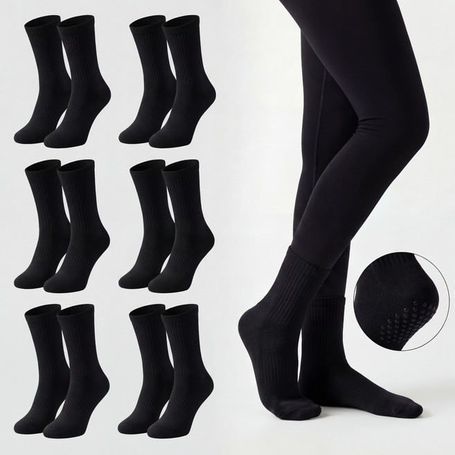 플로우데이 여성용 요가 필라테스 논슬립 미끄럼방지 양말 6켤레