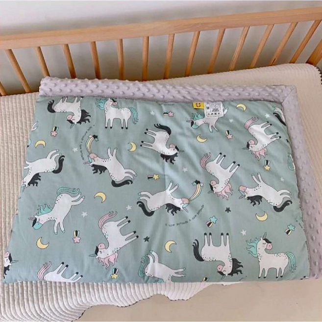 bebehome 柔軟親膚顆粒安撫毯 加厚款, 綠灰色