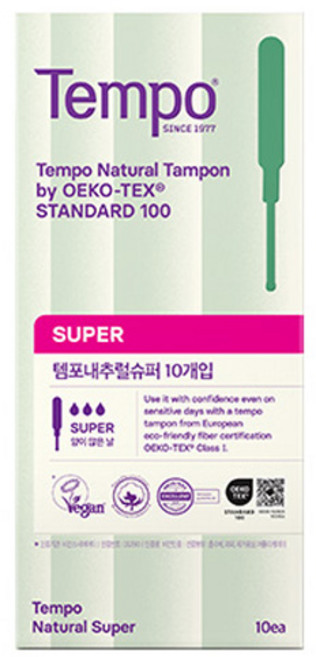 템포 내추럴 탐폰, 슈퍼, 10개입, 1개