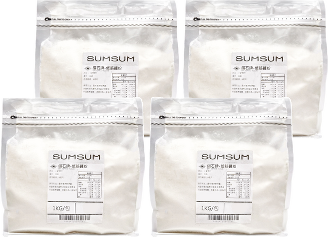 SUMSUM 食食富 鑽石牌 低筋麵粉, 1kg, 4袋