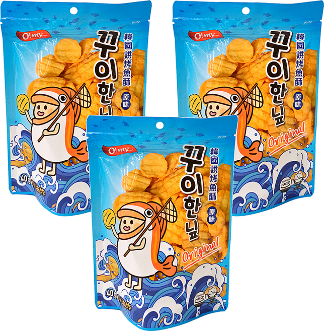 O my food 歐邁福 烘烤魚酥 經典原味, 40g, 3包