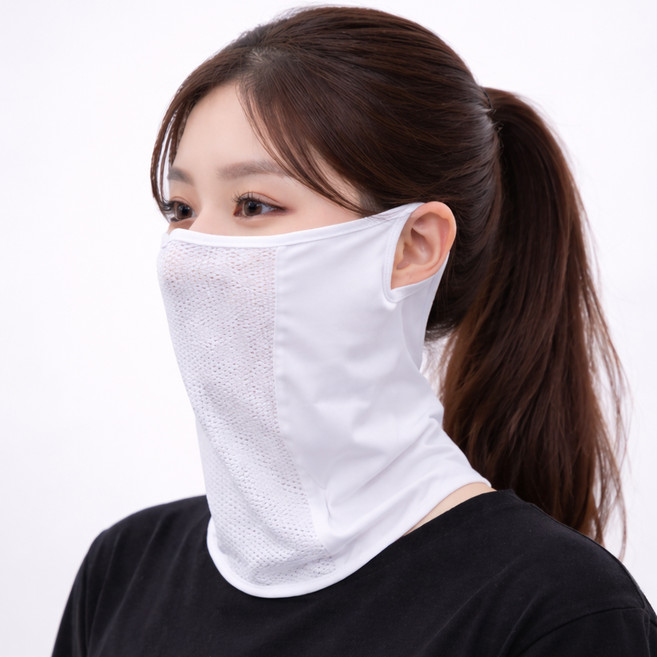 리빙메이커 자외선 햇빛 차단 얼굴 마스크 매쉬형, 화이트, 1개