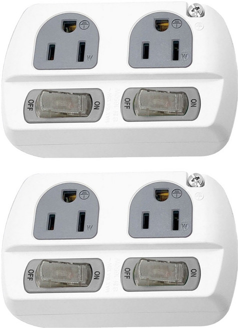 WeiTien 威電 高負載2插分接器 3孔插座 125VAC 15A 最大1650W, 10.2cm, 顏色隨機, 2個