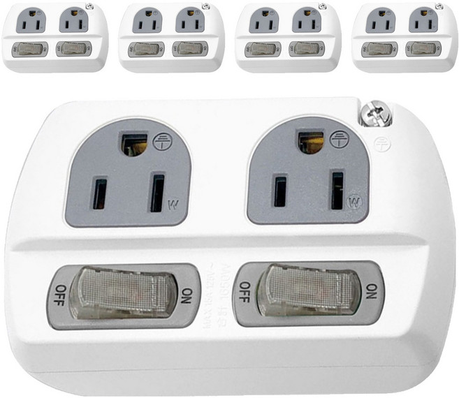 WeiTien 威電 高負載2插分接器 3孔插座 125VAC 15A 最大1650W, 10.2cm, 顏色隨機, 5個