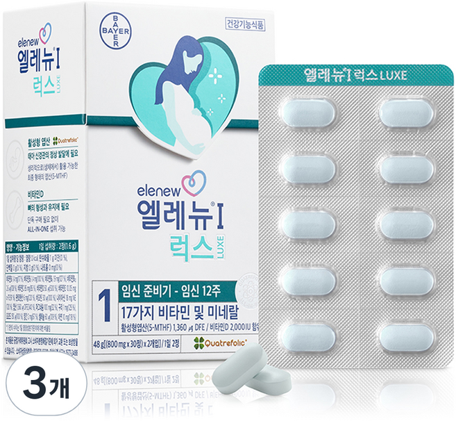엘레뉴 I 럭스 멀티비타민 48g, 60정, 3개