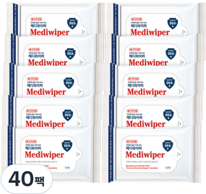 메디와이퍼 손소독 티슈 휴대형, 10매입, 40개