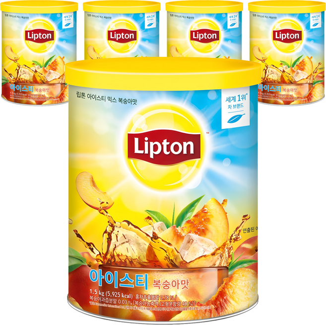 립톤 아이스티 믹스 분말 복숭아맛, 1.5kg, 1개입, 5개