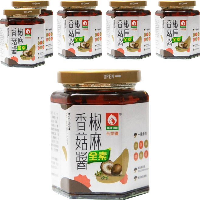 台塑餐飲 椒麻香菇醬 全素, 280g, 6罐