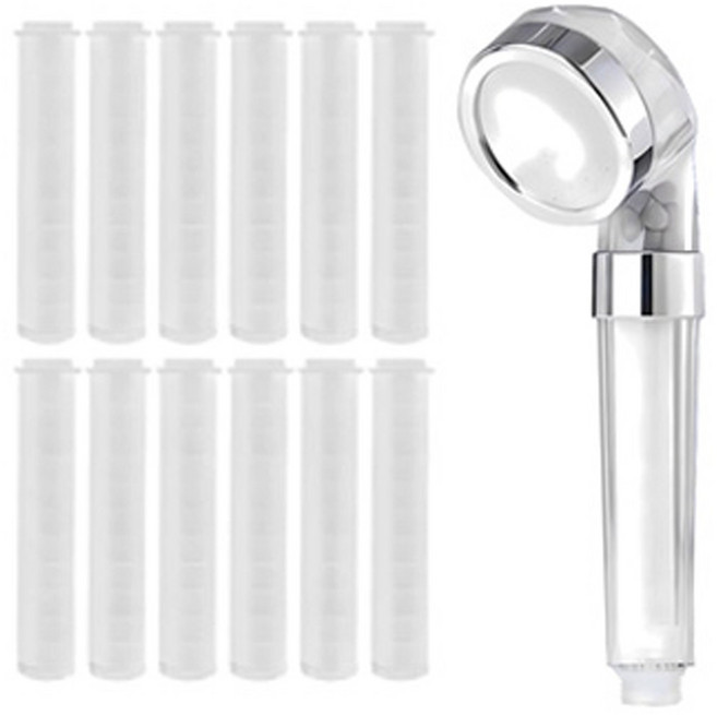 comet 衛浴用過濾蓮蓬頭 + 濾芯 12個, 銀色, 1組