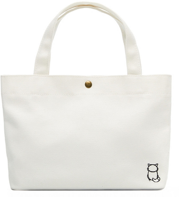 eeCute 帶我走走 手提托特帆布包 帆布午餐袋 經典雅白, 1個