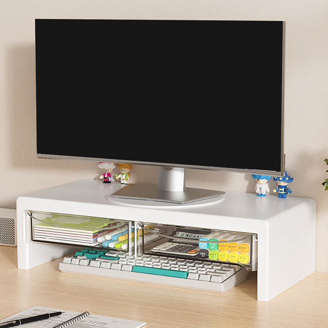 小麥購物 螢幕增高架 L1379 15cm, 透明色 + 白色