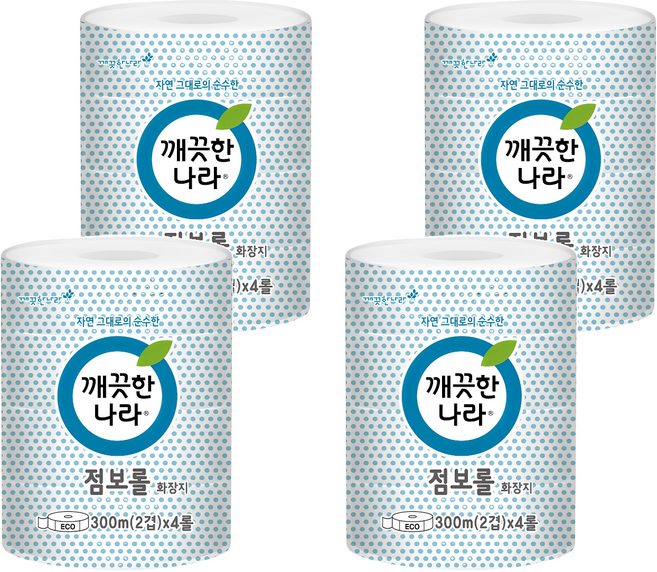 깨끗한나라 ECO 2겹 점보롤 화장지, 300m, 4개, 4롤