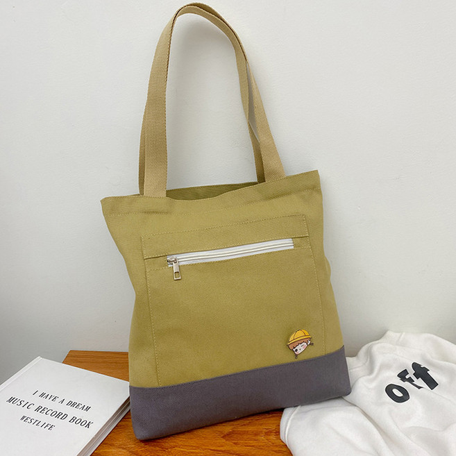 엘쏘 무지 지퍼 크로스 캔버스 에코백