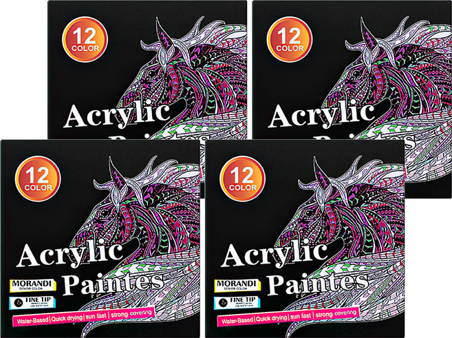 上手家居 莫蘭迪色丙烯馬克筆 色彩柔和 DIY手工藝品製作, 4盒, 12色