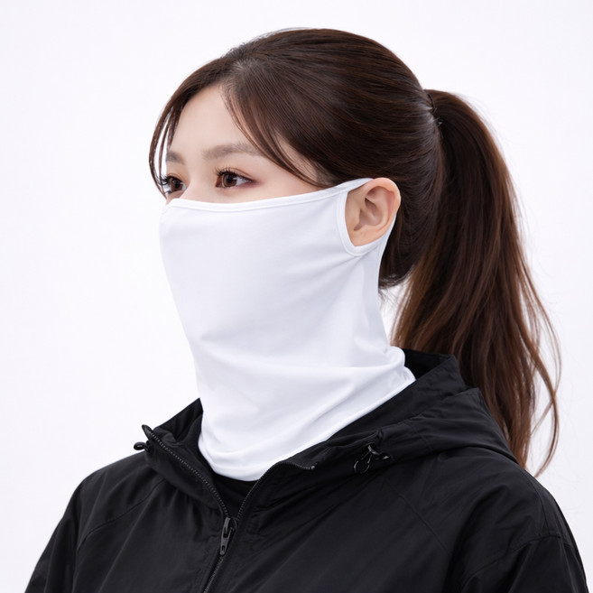 리빙메이커 자외선 햇빛 차단 얼굴 가리개 마스크 스판, 화이트, 2개