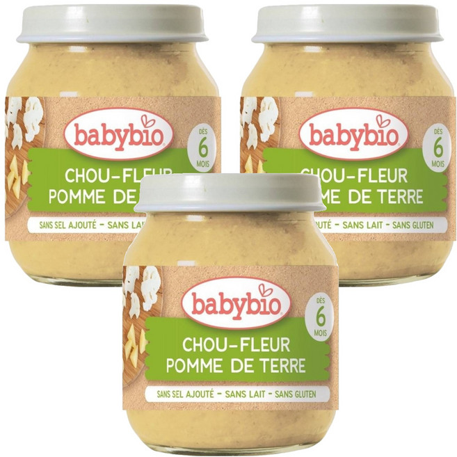 babybio 花椰菜山芋蔬菜泥, 花椰菜洋山芋, 130g, 3罐
