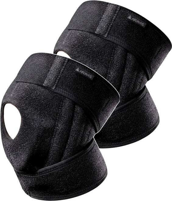 ATUNAS 歐都納 半月型矽膠軟骨髕骨軟鐵護膝 A1SAGZ02, 2個, 黑色