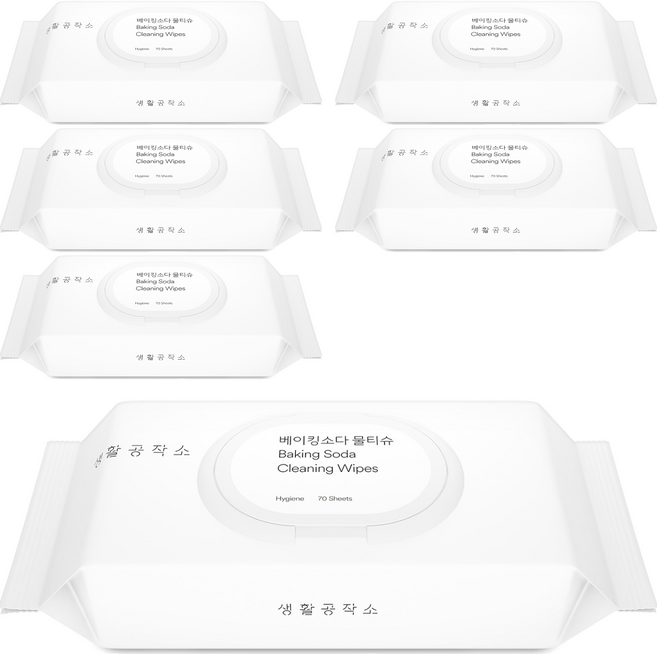 생활공작소 베이킹소다 물티슈, 60g, 70매, 6개